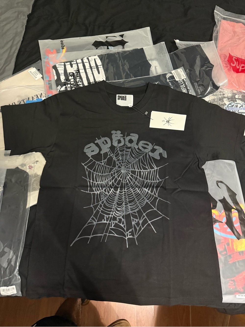 black graphic tee - Spider Web Print